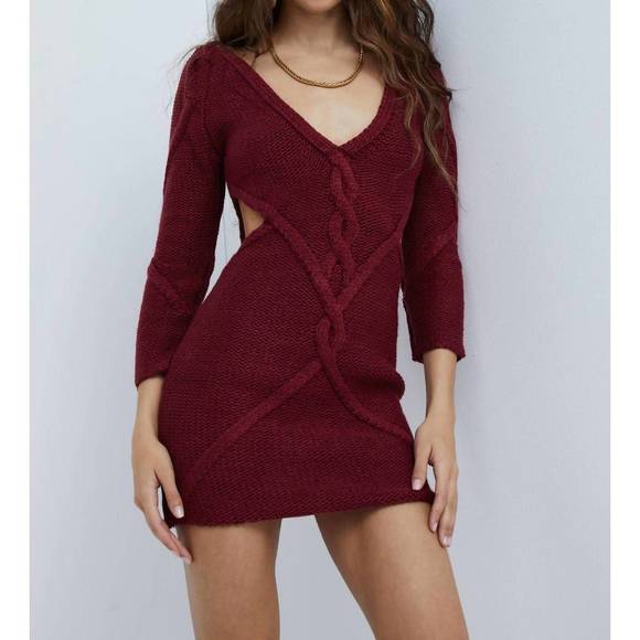 NEW FOR LOVE & LEMONS keke sweater dress in red
